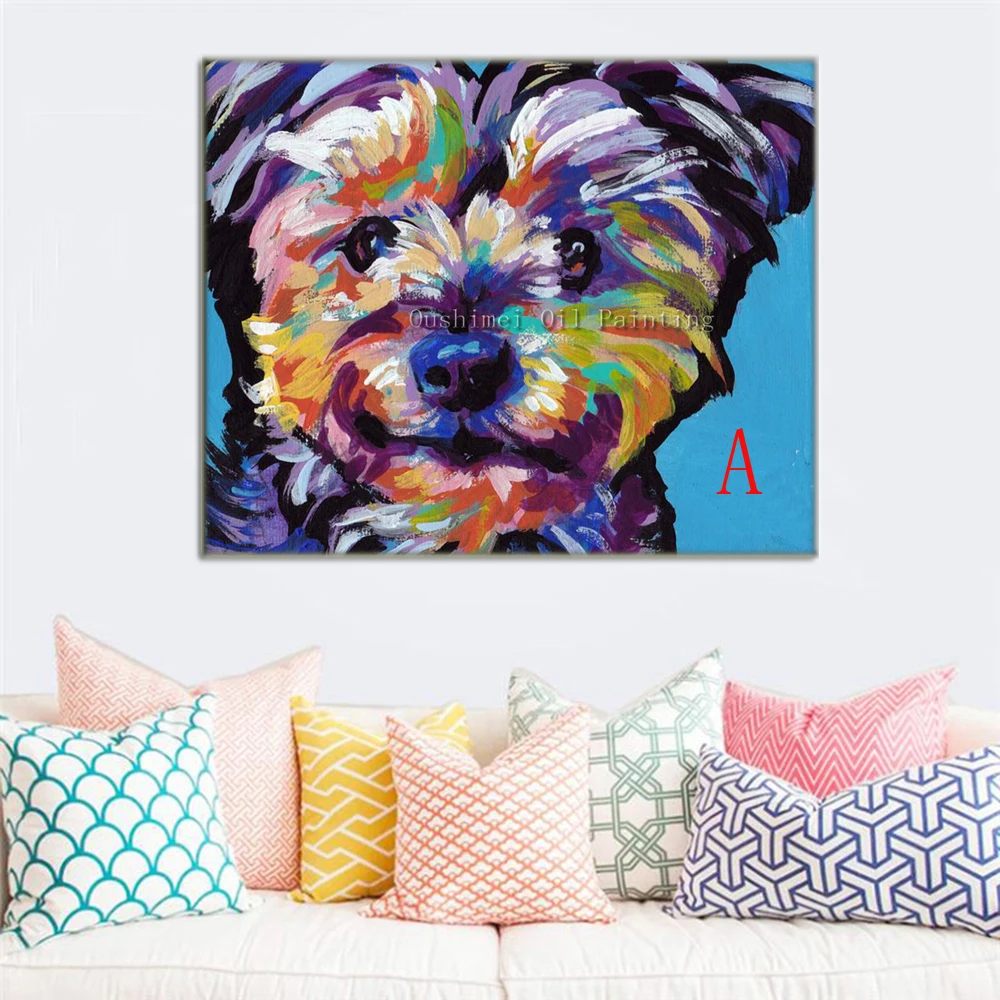 

Hand Painted Lovely Animals Oil Painting Hang Paintings Modern Dog Picture Wall Pictures for Living Room Painting on Canvas