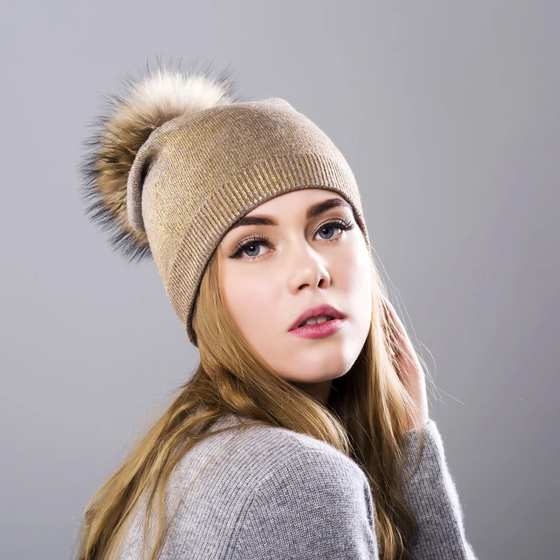MNKNCL бронзированные двухслойные вязаные зимние шапки женские модные кашемир мех