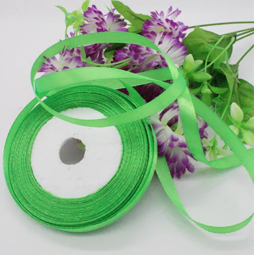 light green 50 ярдов ширина 6 мм 23 цвета шелковая атласная лента для свадьбы праздничный обруч пригласительная карточка подарочная упаковка принадлежности riband DIY GH-251 - Цвет: light green