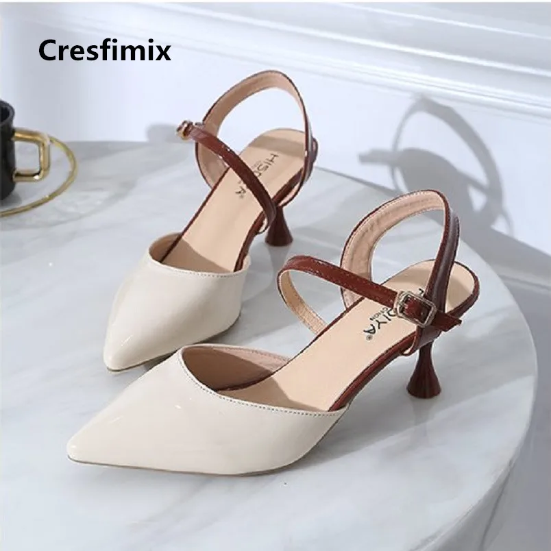 Cresfimix/женские модные удобные туфли на высоком каблуке с пряжкой ремешке Милые