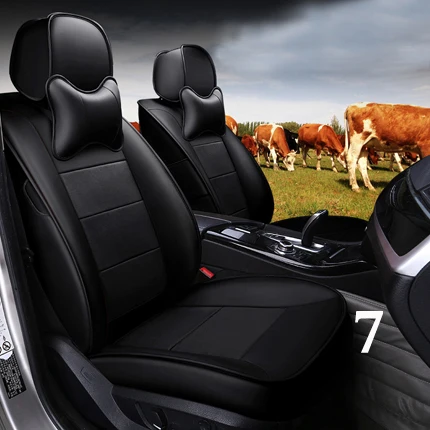 black for 7 seat Чехлы для сидений автомобиля из воловьей кожи, комплекты для Toyota Land Cruiser Prado, чехлы для сидений, Аксессуары для автомобилей, полный комплект, черный цвет - Название цвета: black for 7 seat