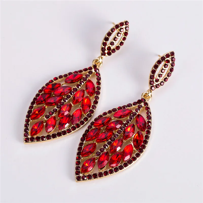 LUBOV 5 Colors Crystal Stone Leaf Pendant Dangle Earrings Multiple Rhinestone Decoration Women Drop Gift Jewelry 2019 | Украшения и