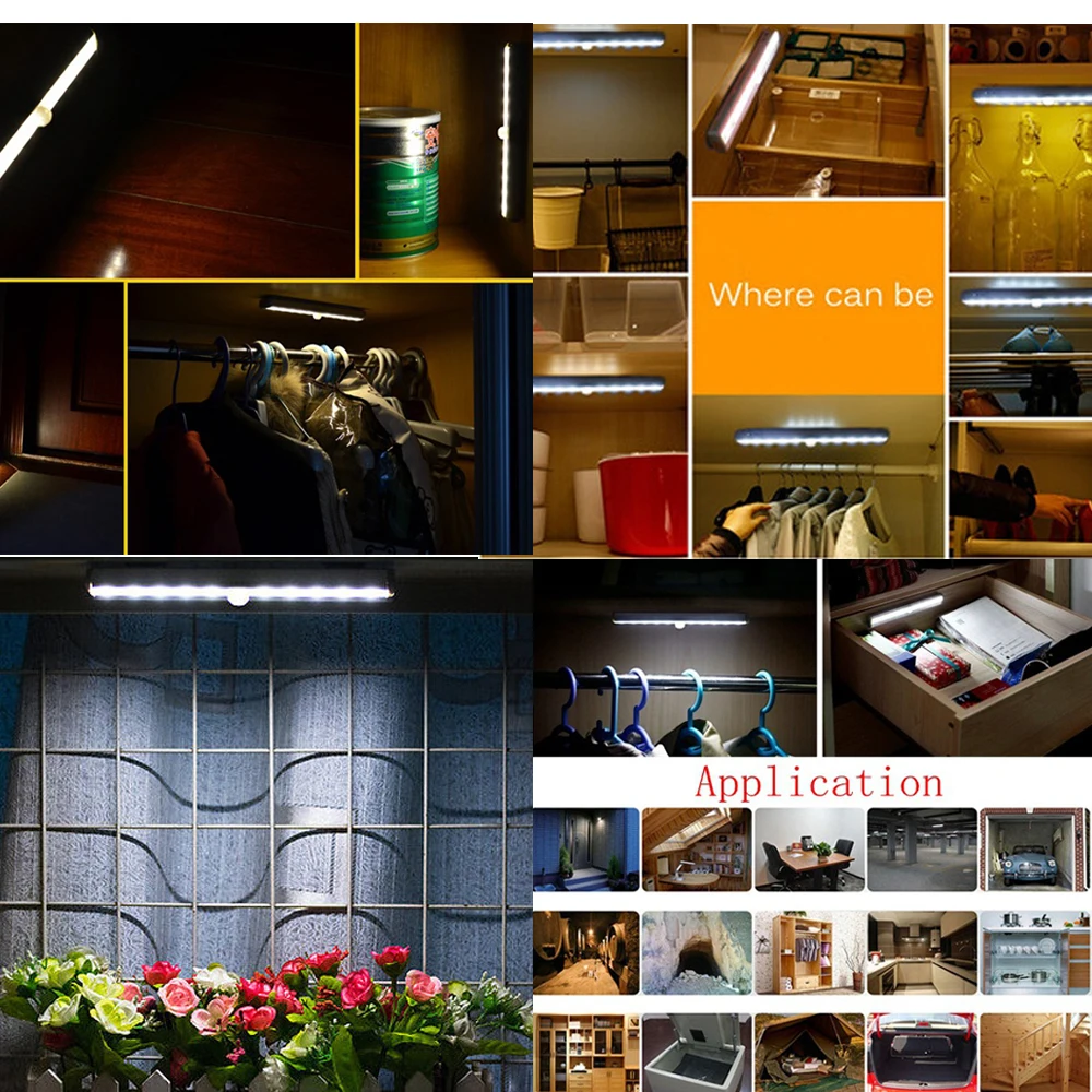 Лампа для шкафа инфракрасная 5 В 10 светодиодов|light wireless|lighting wardrobelight night |