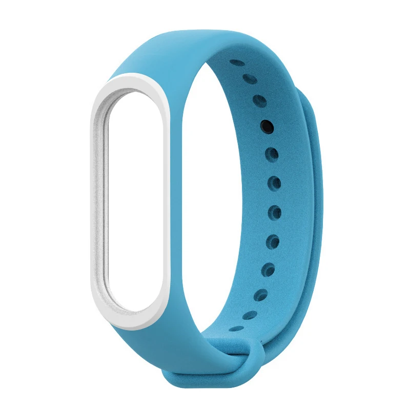 SkyBlue-whiteky Цветной браслет mi Band 3 4, силиконовый ремешок на запястье для Xiaomi mi Band 4, аксессуары для браслета mi band 4, сменные двухцветные ремни - Цвет: SkyBlue-whiteky