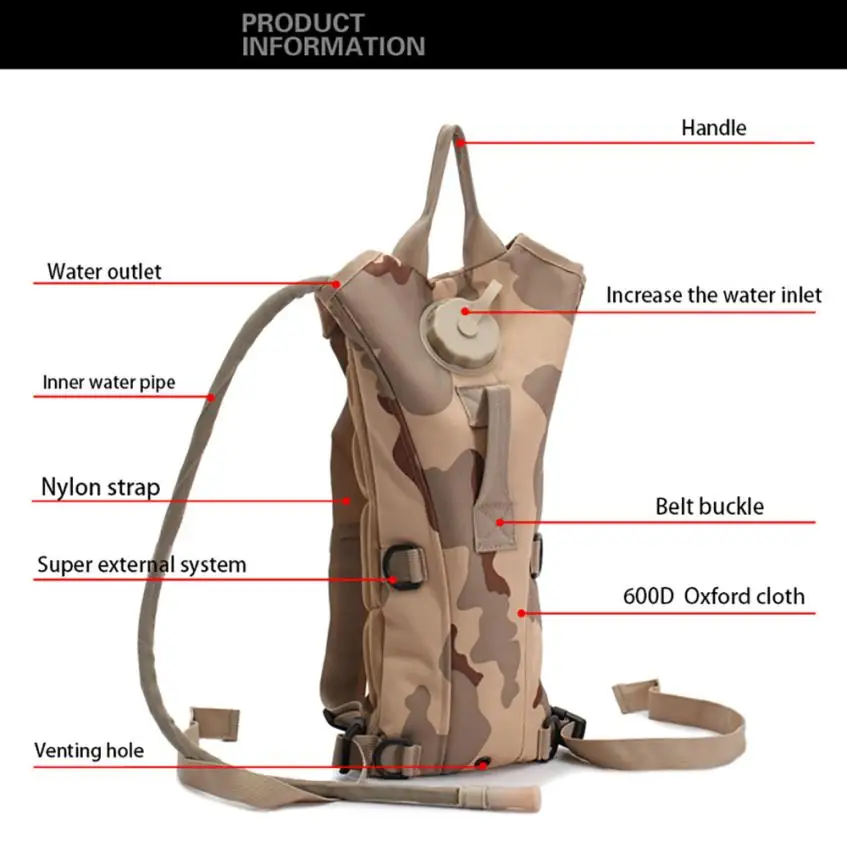 Outdoor Cycling Bicycle Water Bottle 3L Bladder Bag Military Hiking Camping Hydration Backpack Pack 2018 New Top | Спорт и