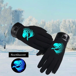 Перчатки для косплея в стиле аниме Сказочный хвостик, осенне-зимние теплые Серебристые черные перчатки на все пальцы, аксессуары унисекс, костюм ручной работы