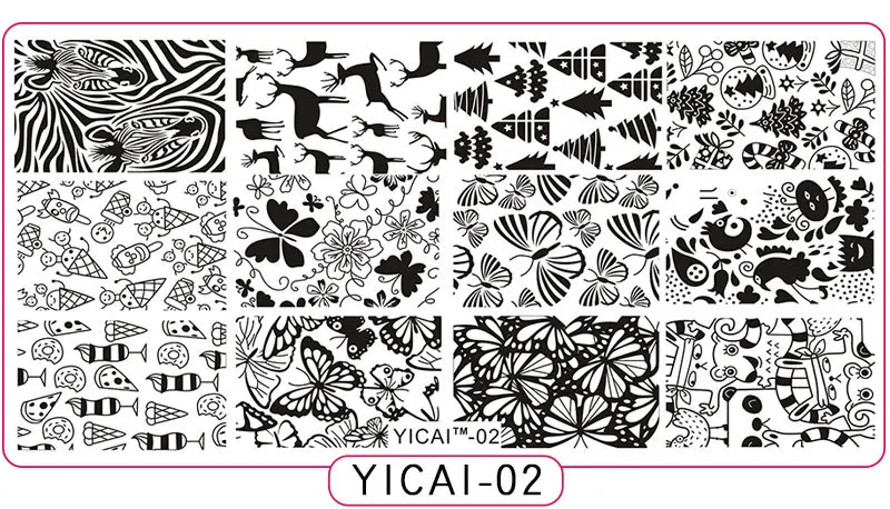 02 YICAI(1-40) серия-изображения пластины для штамповки ногтей трафарет шаблон металл различные фулкавер цветок 1 шт. изображение штамп пластины - Цвет: 02