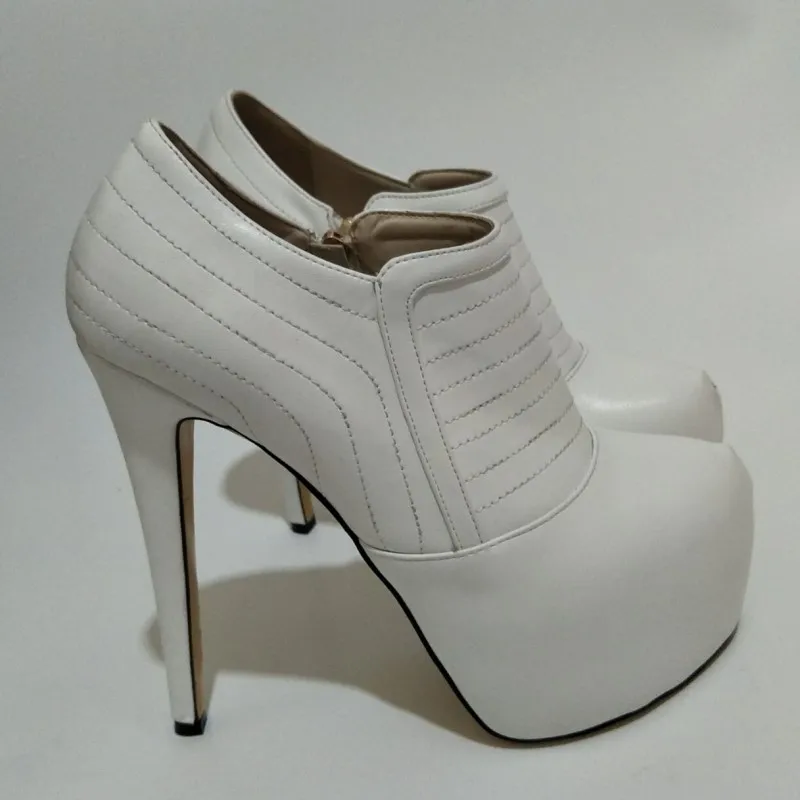 Обувь SHOFOO модные красивые женские туфли белые ПУ на молнии высокий каблук около 14