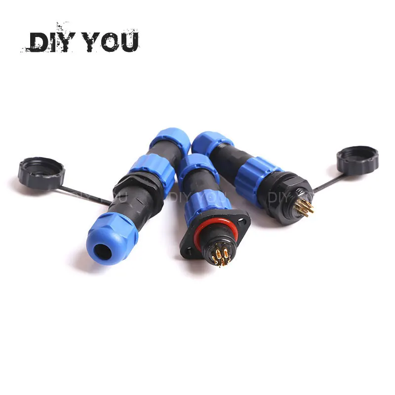 

SP13 Waterproof Aviation connector IP68 1/2/3/4/5/6/7 pin cable connectors Male/Female Plug and socket Back Nut/Flange/Docking