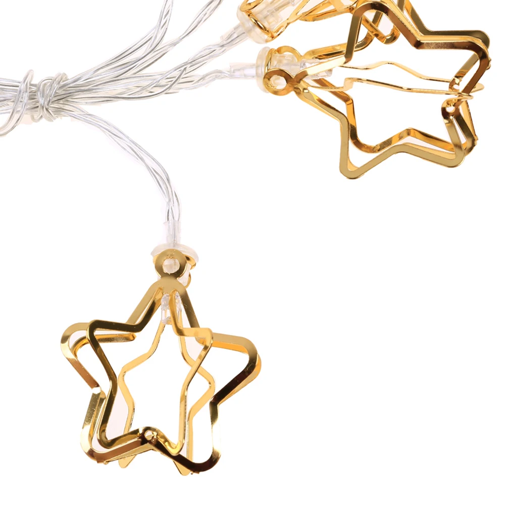 

Christmad Light Outdoor LED String Lights 1.1M 10LED Silver Metal Iron Star Copper Fairy Lights Holiday Patry Garland Decoration