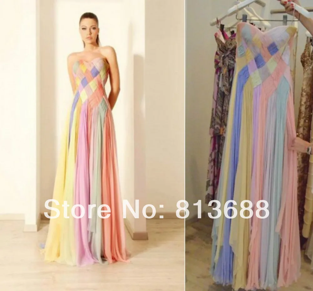 Exclusive Colored Strapless Pleated Chiffon A Lline Gorgeous Evening Gown Vestidos De Fiesta Sexy Long Secial Occasion Dress | Свадьбы и