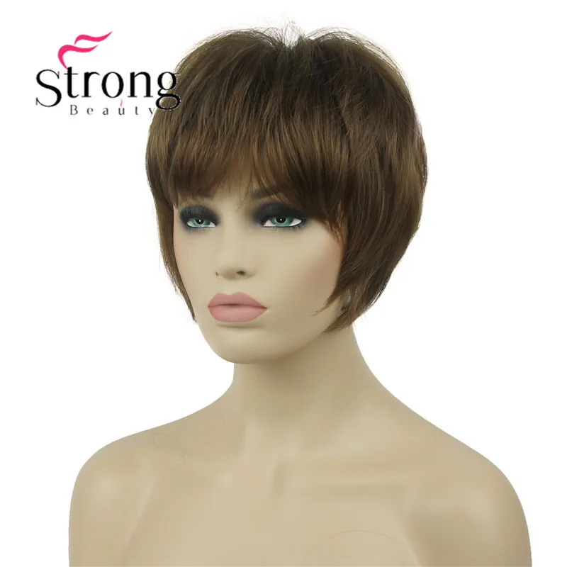 StrongBeauty короткий мягкий слоистый парик Омбре блонд полный синтетический парик