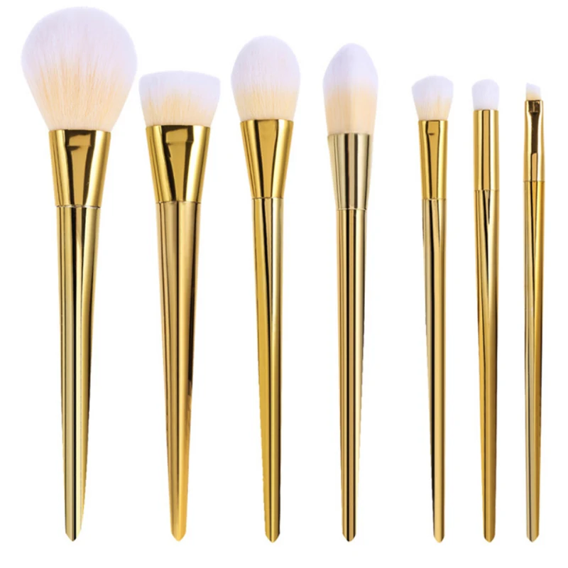 7 шт. набор кистей для макияжа розовое золото серебро тени век основа бровей пудра
