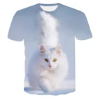 Ночной котика для девочек, футболка с короткими рукавами для женщин топ 3d Harajuku футболки размера плюс футболка с изображением животного футболка для женщин S-5XL 2021; Сезон лето