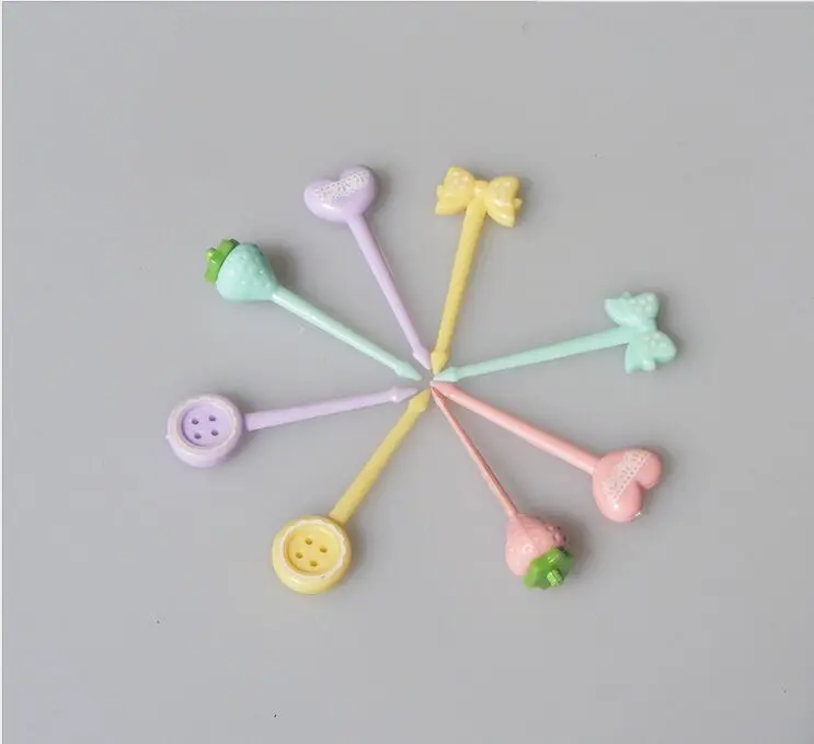 8 шт./компл. клубника бантом Мини фрукты Вилы мультфильм дети мини Вилы|fork|fork fruitfork