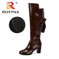 royyna 2019 new designers over the knee boots women microfiber shoes high heels knee high boots female winter boots plush female