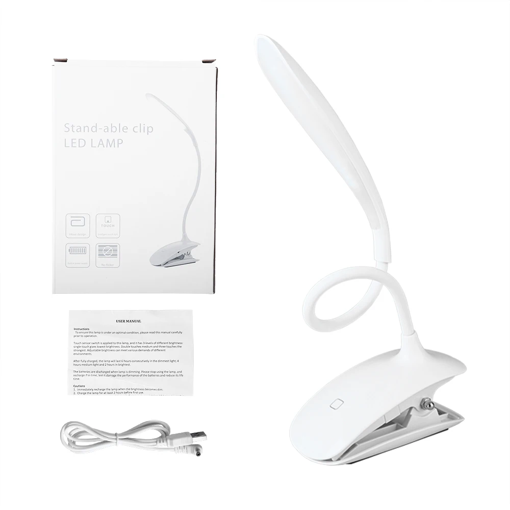 

Eye Care LED Table Lamp Touch Switch 16 USB Rechargeable Student kitap Book Reading Desk Light Flexible Gooseneck Clip Lamp #25