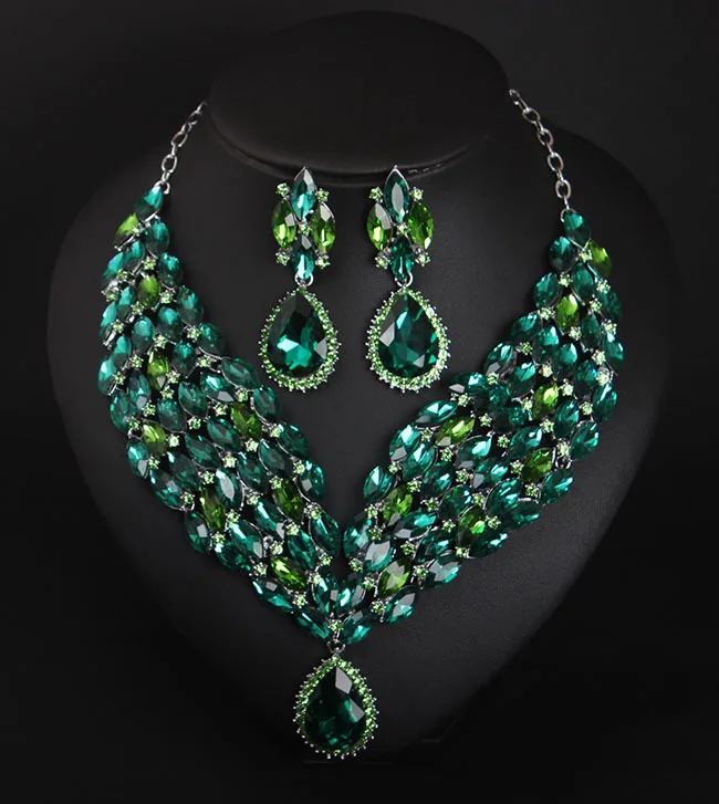 ARMNVNV Big African Crystal Necklace Earring set Bridal Jewelry Sets for Brides bridesmaid Wedding Party Decoration Gifts Women | Украшения