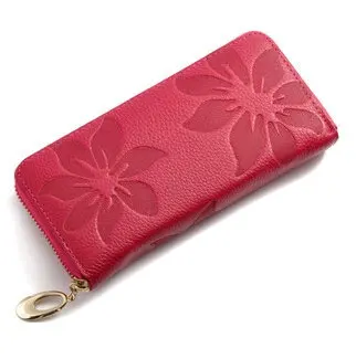 Hot Pink Женские кошельки с модным цветочным принтом, натуральные кожаные кошельки для женщин, клатч, женские кошельки, винтажная Сумка-клатч для монет, кошелек женский QB61 - Цвет: Hot Pink