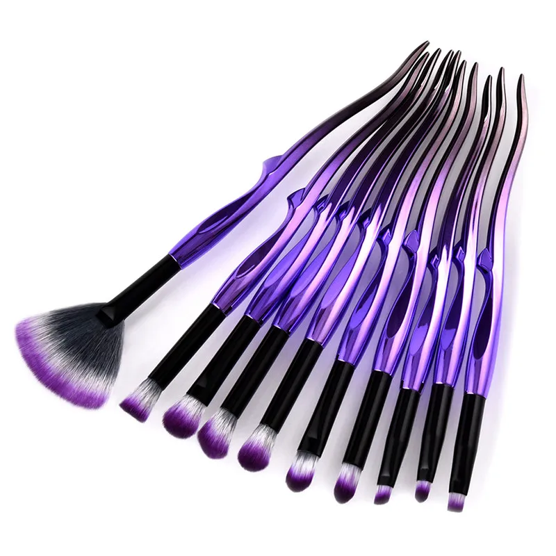 

10Pcs Wave/Leaf Shape Makeup Brushes Set Fan Amazing Hair Eyebrow Eye Shadow Brush Kabuki Pincel Maquiagem Make Up Brushes