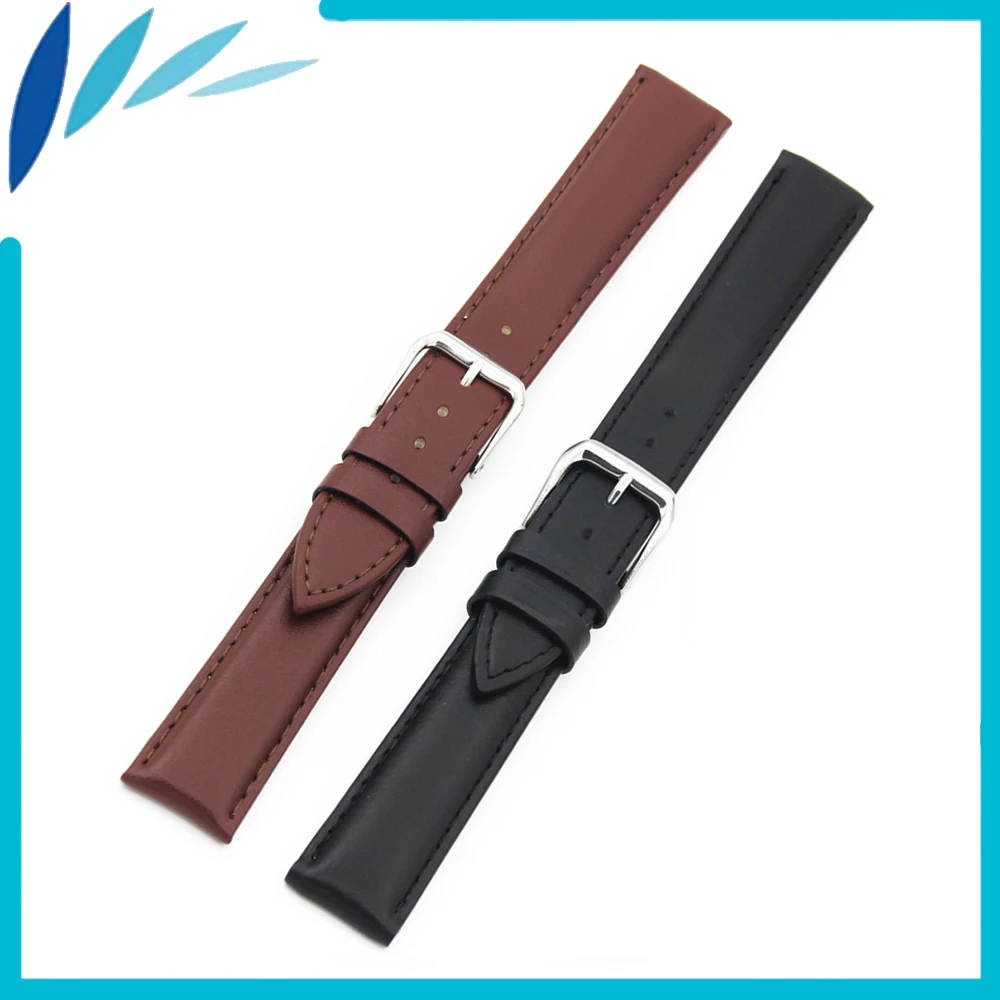 

Genuine Leather Watch Band 14mm 16mm 18mm 20mm 22mm 24mm for Jacques Lemans Men Women Strap Wrist Loop Belt Bracelet Black