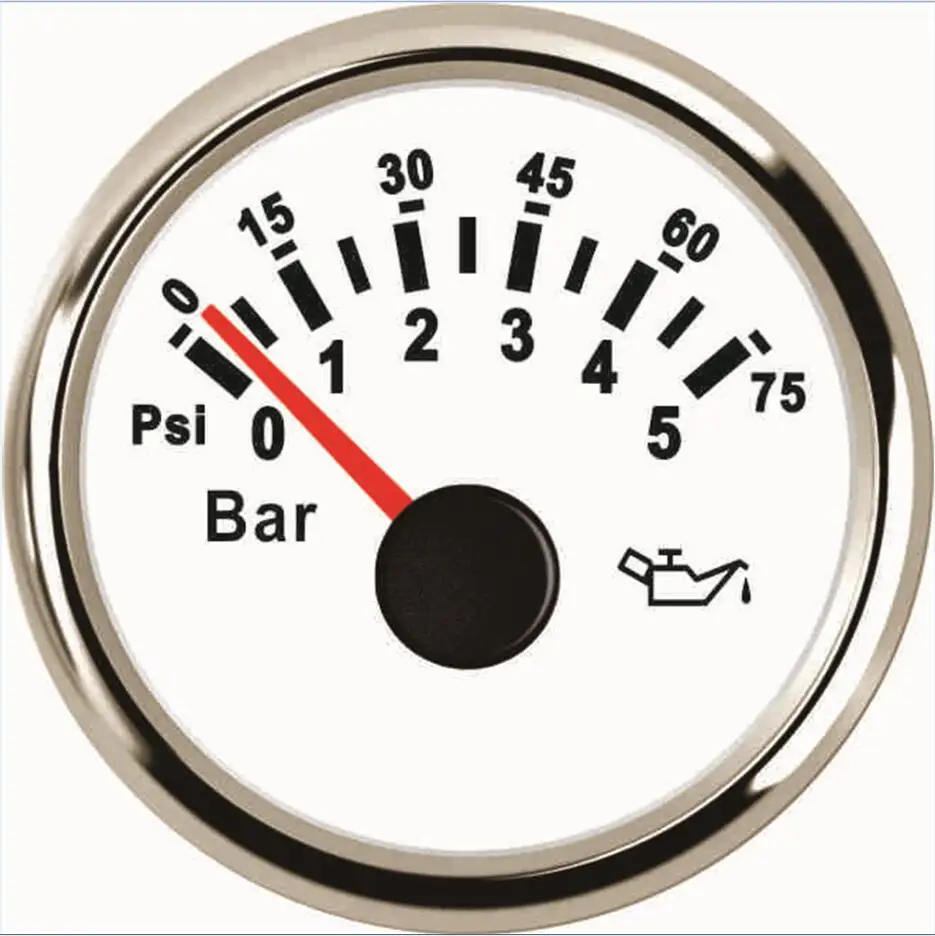 white Упаковка из 1 морских масляных манометров 0-5bar 52 мм масляные манометры 0-75Psi водонепроницаемый ЖК-дисплей для авто корабля RV - Цвет: white