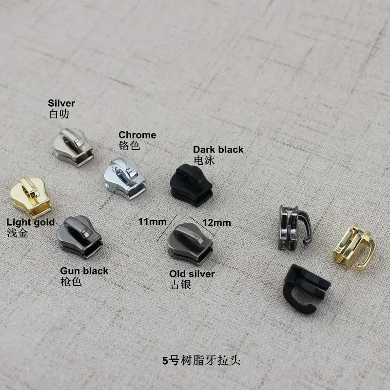 50-100pcs 6 colors 5# resin teeth zipper head bags Sewing garments fabric Size 5 plastic zip slider | Багаж и сумки
