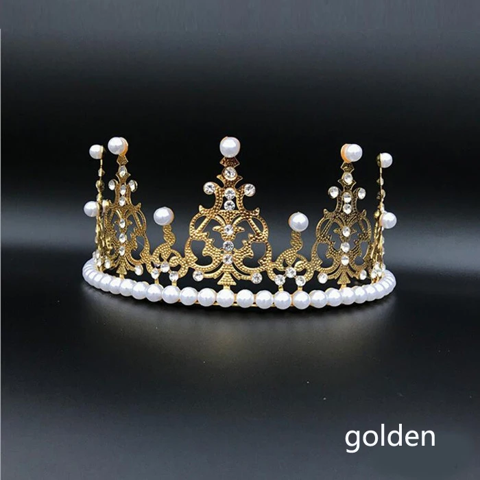golden Торт флаг-украшение для кекс «сделай сам» украшение для выпечки чашка праздничный стол для бара baby shower Искусственный Жемчуг Корона арочной формы большой - Цвет: golden
