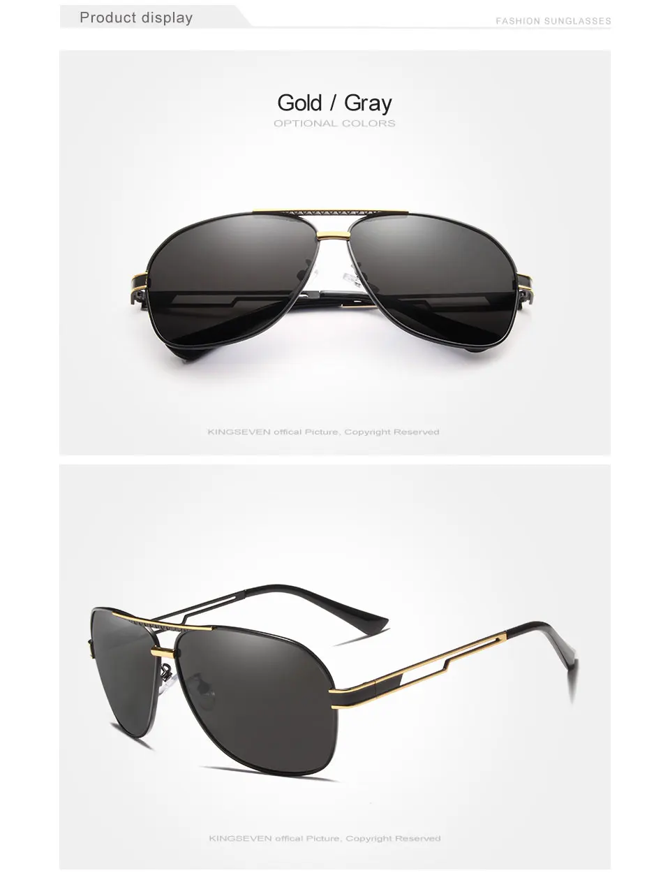 KINGSEVEN DESIGN Men Square Polarized Sunglasses Male Eyewear Aviation Alloy Frame Sun Glasses UV400 Protection