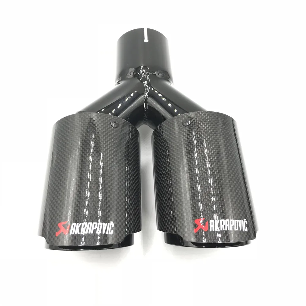 1 шт. Akrapovic глянцевое углеродное волокно+ черная краска нержавеющая сталь выхлопной наконечник двойной глушитель трубы