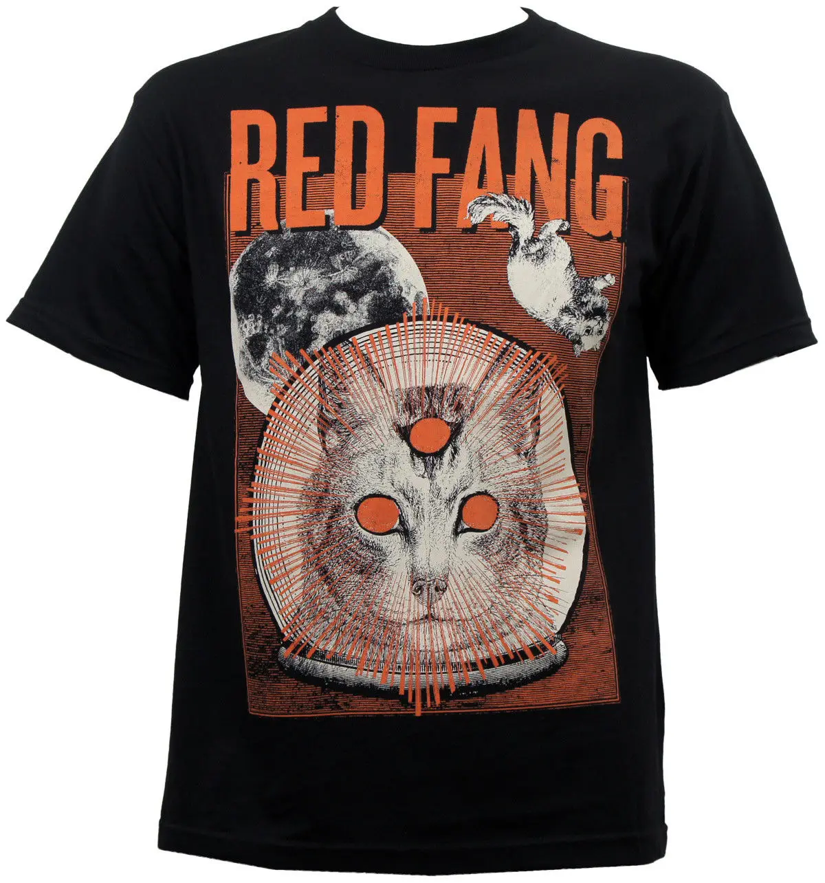 Аутентичные красный Клык Band Space Cat логотип футболка Размеры S M L XL 2XL 3XL Новый |