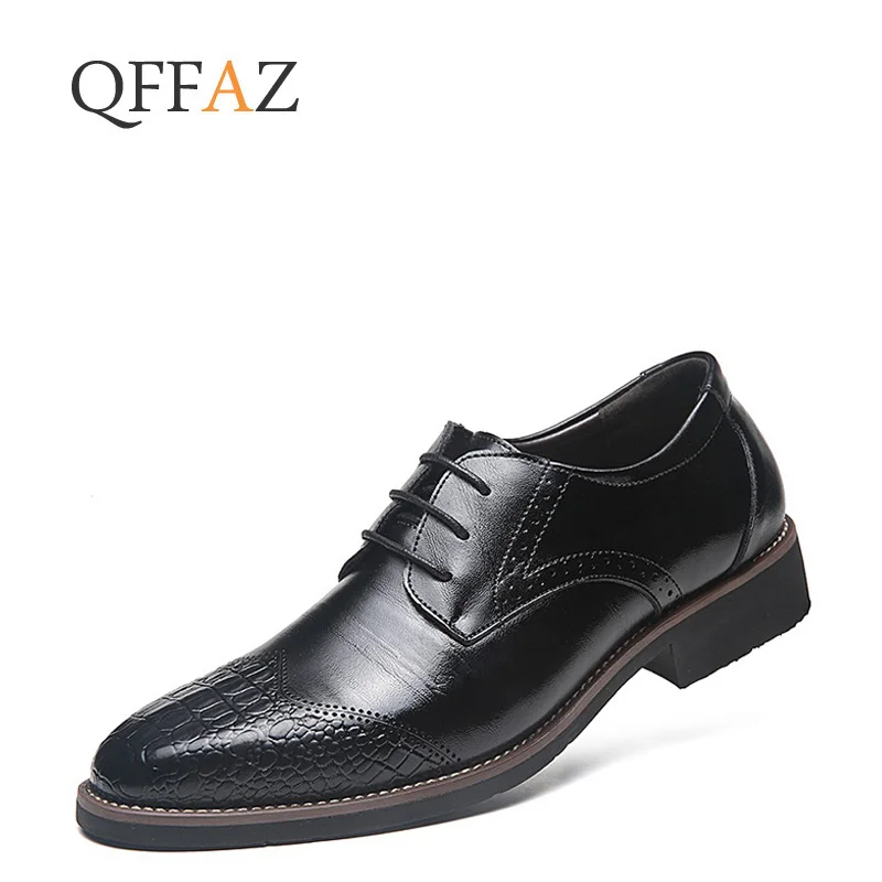 

QFFAZ Men Dress Shoes Men Formal Shoes Leather Luxury Fashion Wedding Shoes Men Business Casual Oxford Shoes