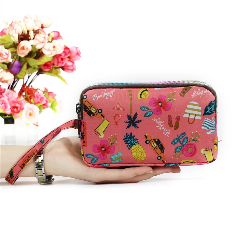5 National printing Cute Style 3 Layer Women's Wallets Female Party Handbag Credit Card Holder Zipper Purse Clutch Phone Bag - Цвет: 5