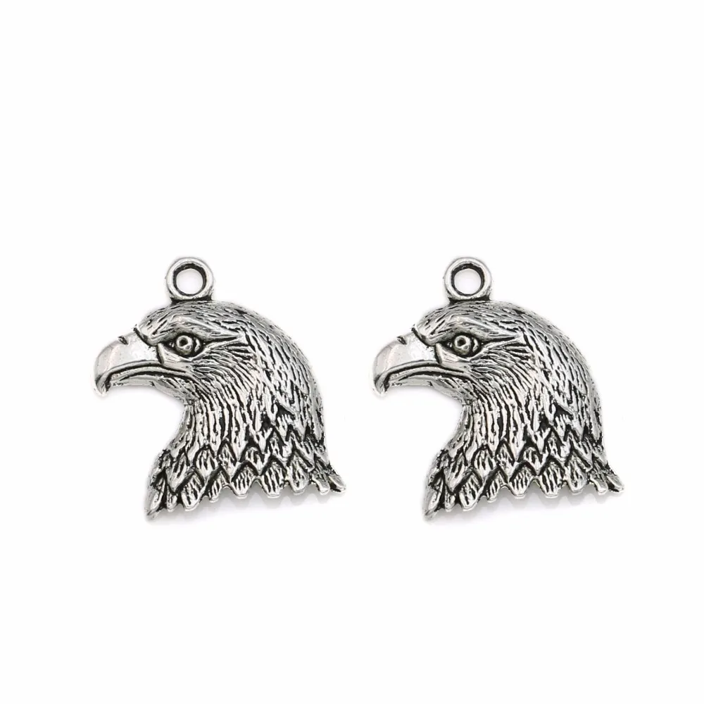 

Antique Silver Plated Eagle Birds Charms Pendants for Jewelry Making Bracelet Accessories DIY Handmade Craft 22x19mm 15pcs/lots