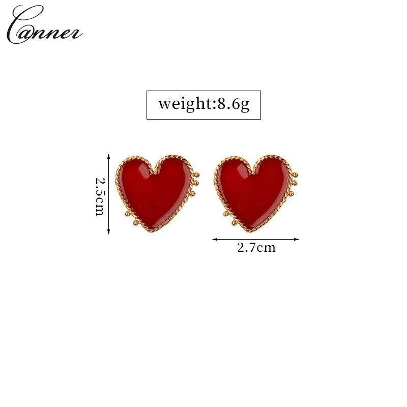 Fashion Red Heart Stud Earrings for Women Gold Color Statement 2019 pendientes mujer Female Earings Jewelry Gifts Q4 | Украшения и