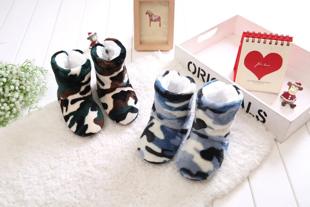 Детские камуфляжные домашние тапочки Мягкая подошва Домашняя обувь Зимняя