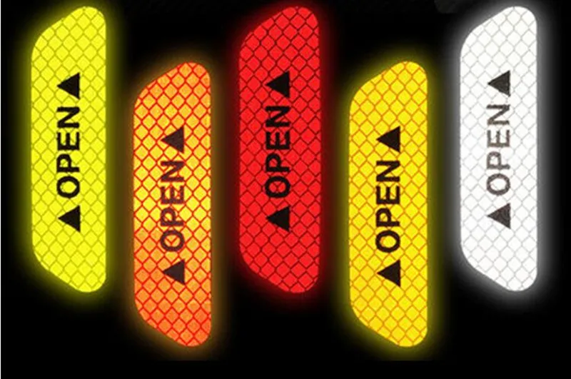 

4Pcs Car Door Stickers OPEN Sign Safety Reflective Strips for Nissan qashqai tiida almera juke primera x-trail note Accessories