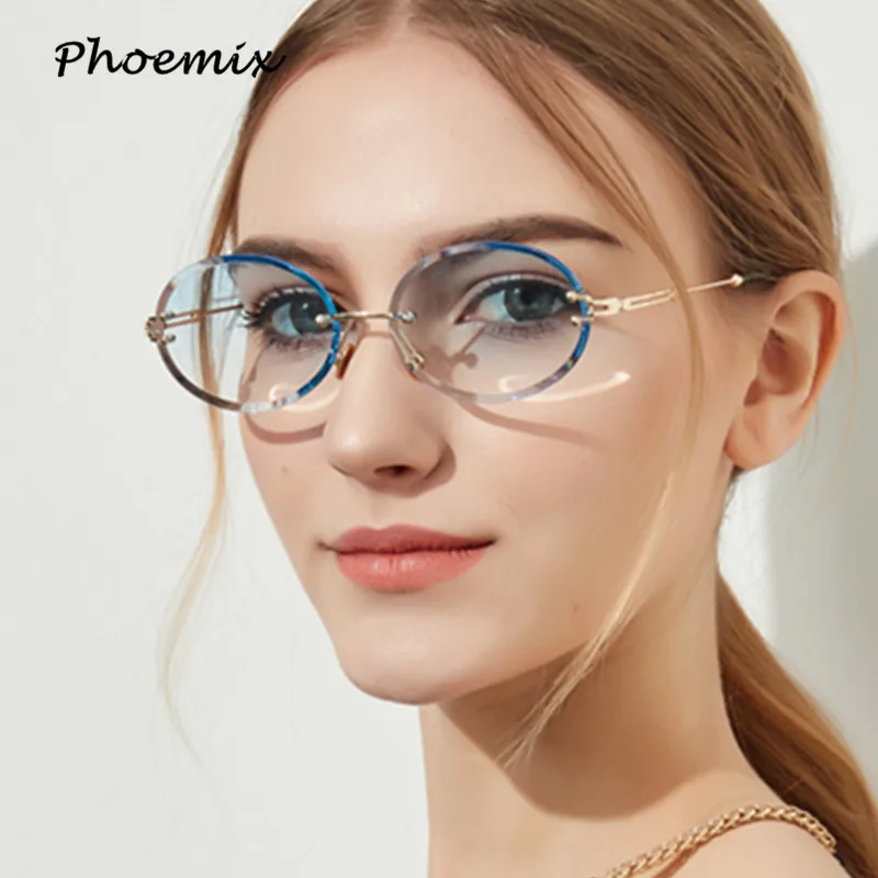 Phoemix, без оправы, серия Modis, солнцезащитные очки, Oculos De Sol, кристалл, овальный, Ретро стиль, Роскошные, для женщин, фирменный дизайн, Ретро стиль, солнцезащитные очки, UV400