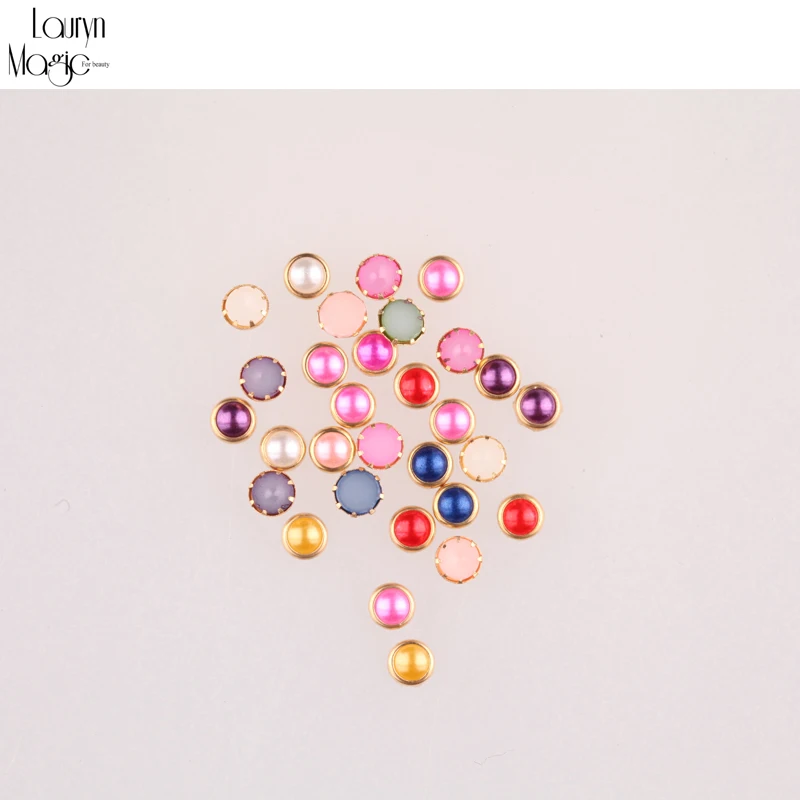 20 штук цветные полукруглые разноцветные плоские с ногтей жемчуг металлическими