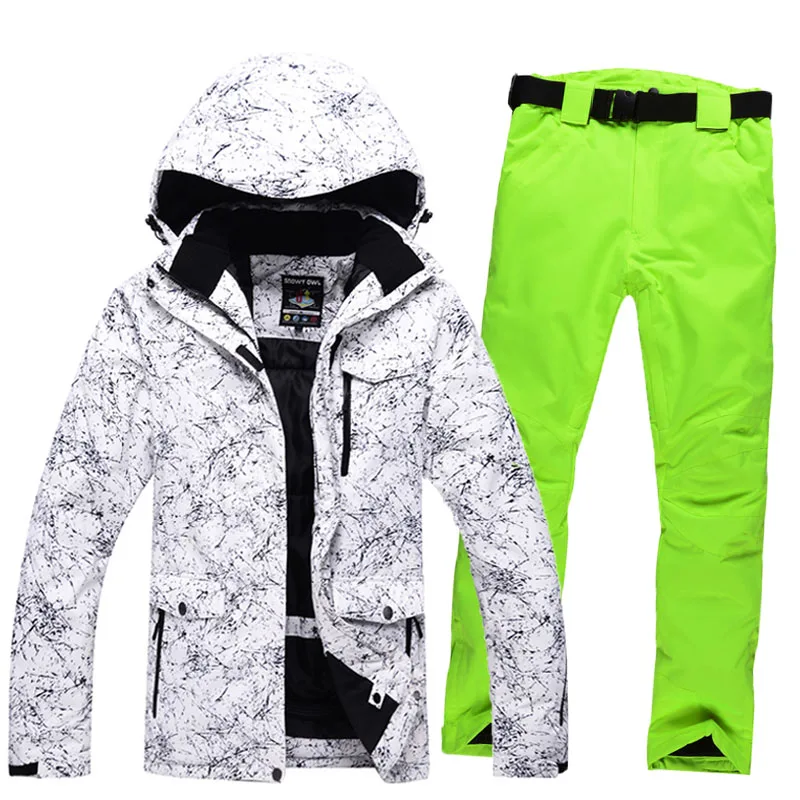 Мужской уличный лыжный костюм зимние теплые кожаные брюки с ремешком и лыжная