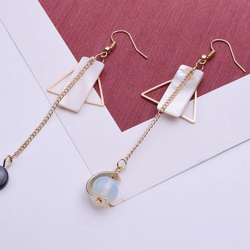 Красиво оформленный Геометрическая треугольная shell кулон серьги длинные