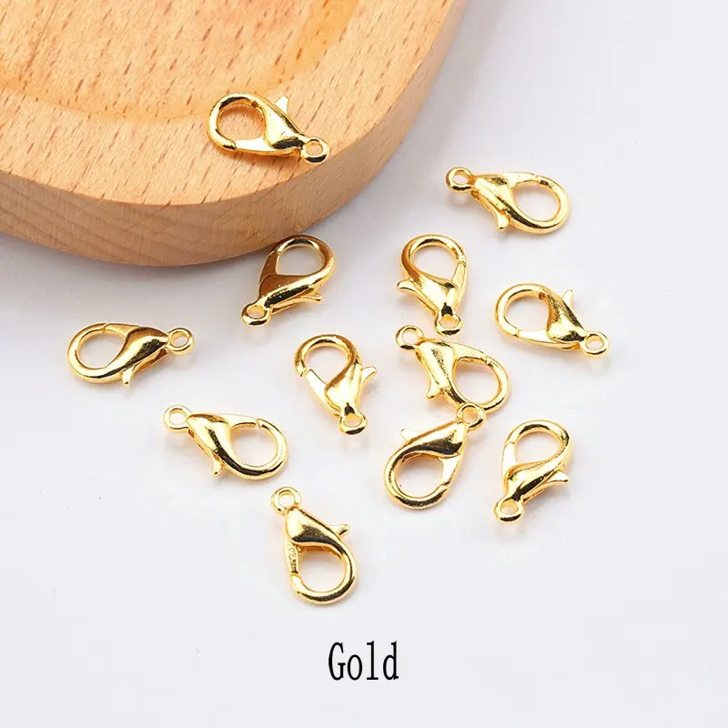 Gold 100 шт./лот 10/12/14/16 мм; Цвета: золотистый, Серебристый; обувь с ремешками в виде полукруга, застежки, крючки, станок и металлическими разъемами для самостоятельного изготовления ювелирных изделий, Цепочки и ожерелья Аксессуары - Цвет: Gold