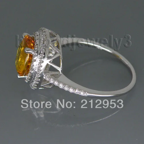 Обручальное кольцо с желтым сапфиром 7x9 мм 14 КТ белое золото R0014|ring oval|ring ringring gold