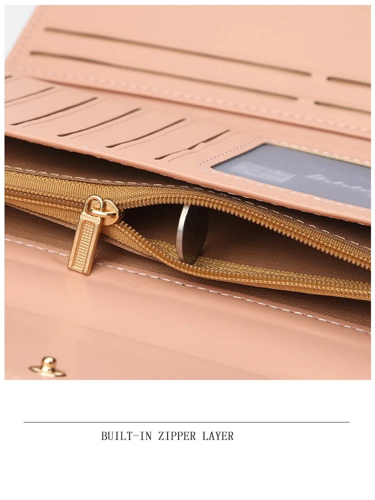 Baellerry 2018 Женская мода Длинные Стиль Искусственная кожа Tri-fold клатч кошельки дамы