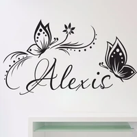 personalized name butterflies wall vinyl decal sticker for baby girl room custom removable wall stickers bedroom mural s169