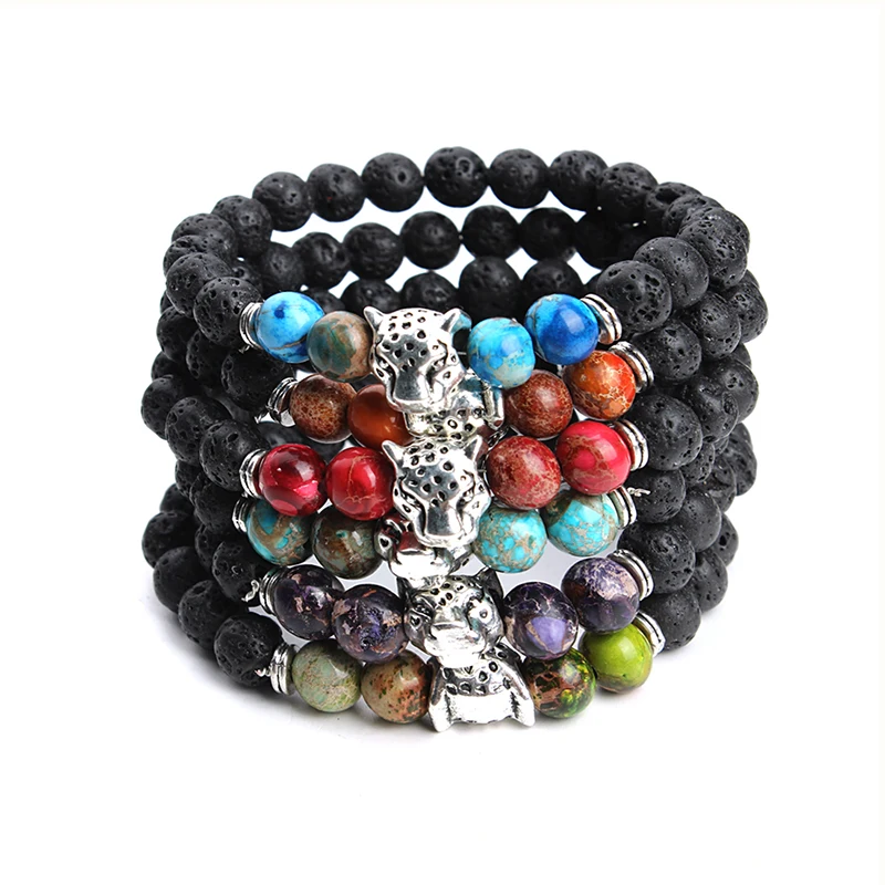 Браслет с головой леопарда тибетского Будды женский браслет натуральным черным
