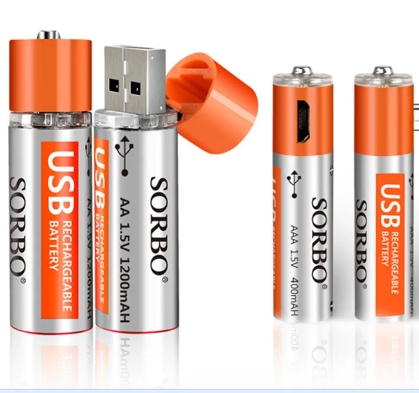 2 шт. AA AAA SORBO USB аккумуляторная батарея 1 5 в 1200 мА · ч литиевый аккумулятор час
