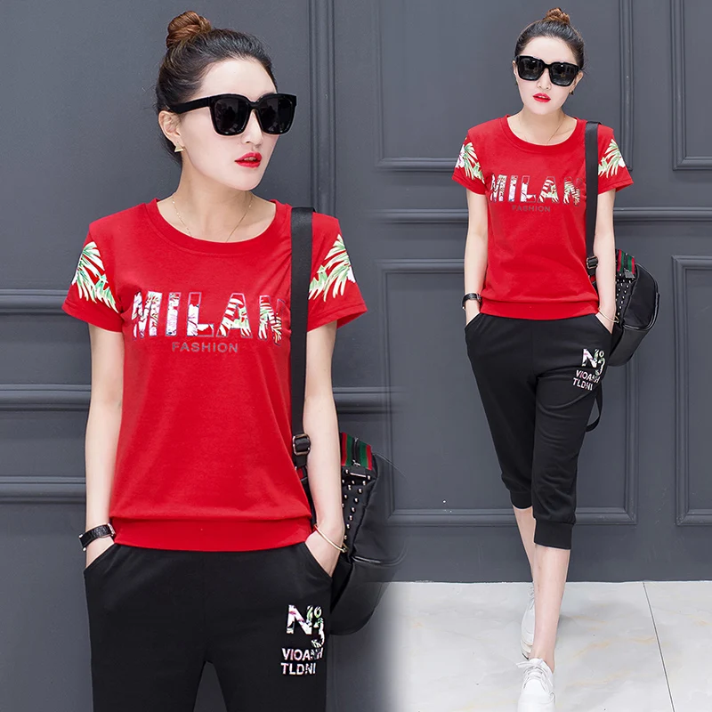 Свободные тонкие хлопковые укороченные брюки с короткими рукавами Тонкий Модный