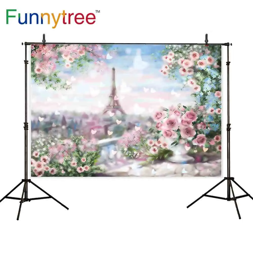 Фотофон Funnytree для свадебной фотосъемки bokeh Романтический Париж Эйфелева башня с