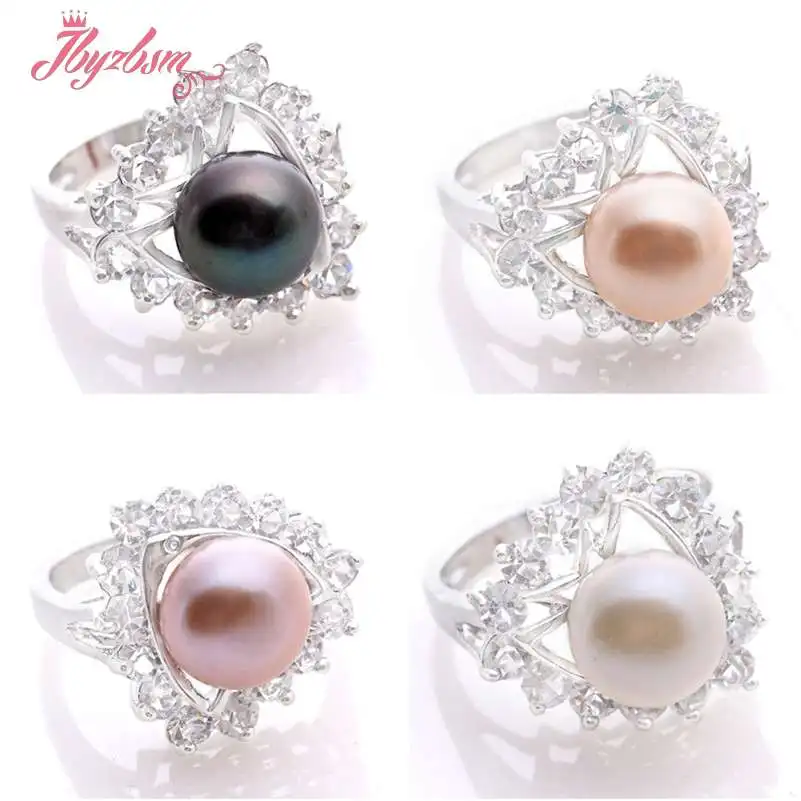 9 мм натуральный круглый пресноводный жемчуг Чешский кристалл белое серебряное